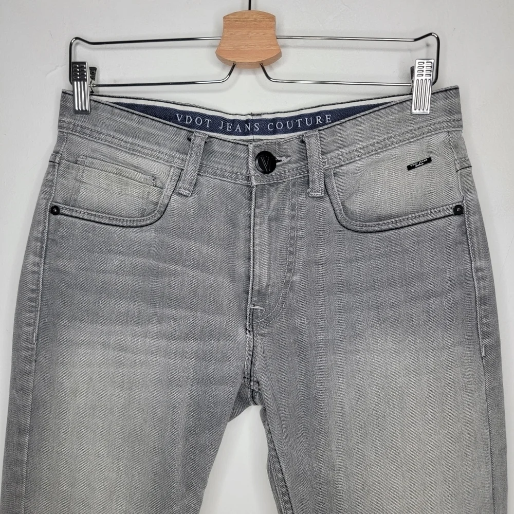 VDot Ultra Slim Men Jeans Pop Fit Mid Rise Tapered Light Faded Grey Tall 32 x 34